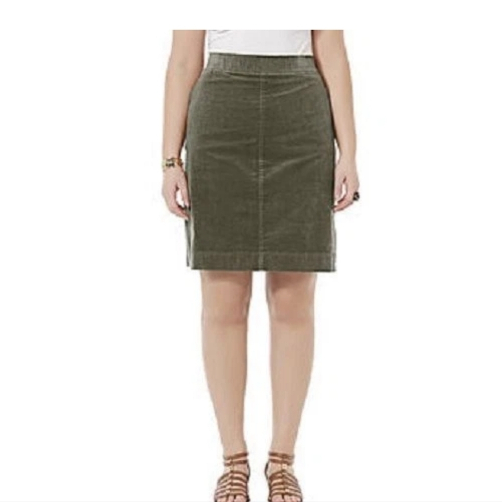 Laura Scott NWT   Corduroy Straight Style Mini‎ Skirt Burnt Green  Size 1X